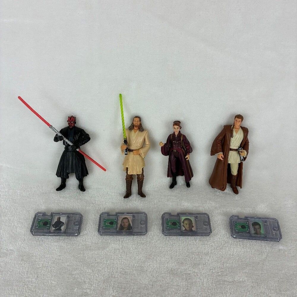 Star Wars Episode I Hasbro Action Figure (Lot of 4) Obi-Wan Padme CommTech Chips